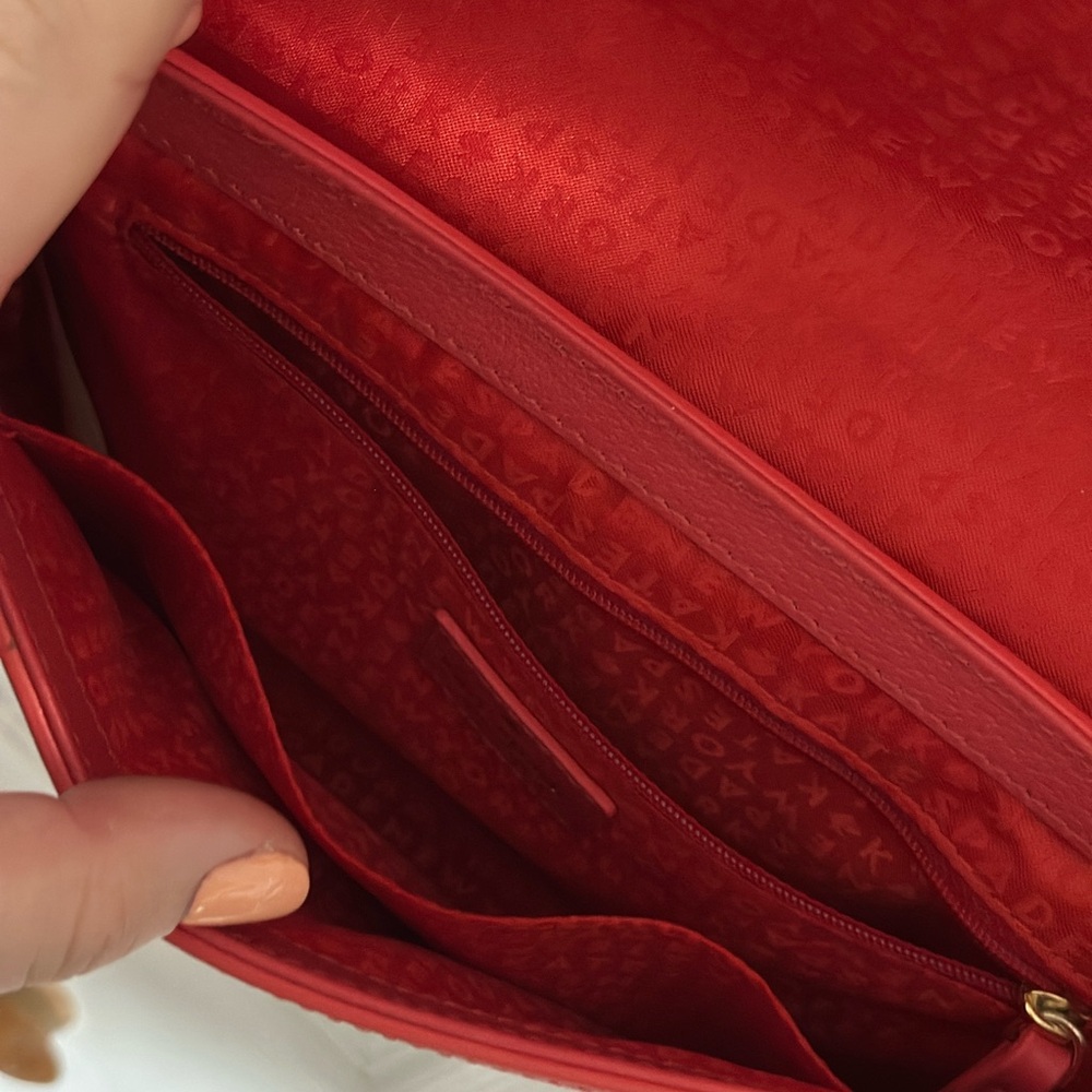 kate spade Red Leather Scalloped-Trim Crossbody - Picture 3 of 4